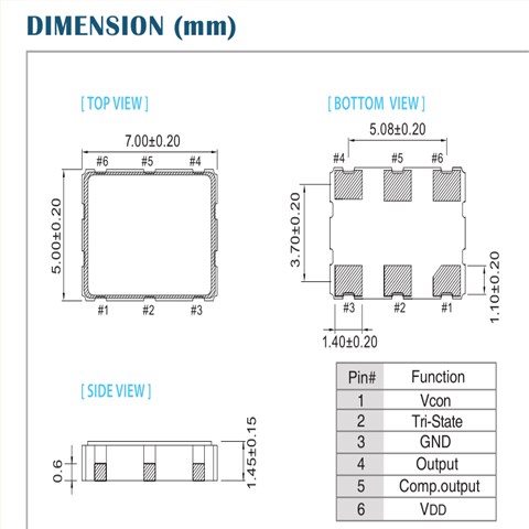 VTEUMCJANF-27.000000,7050压控有源晶振,Taitien振荡器