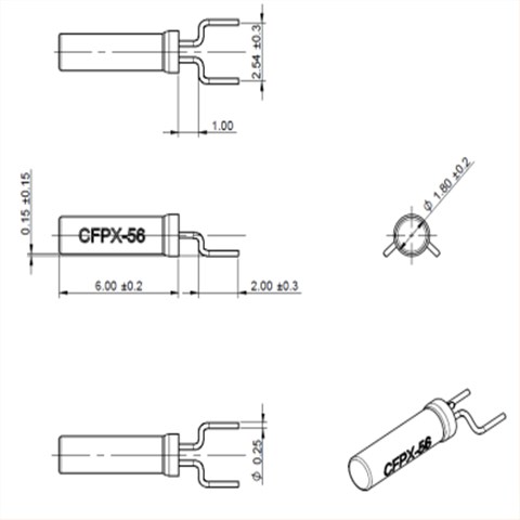 LFXTAL025159REEL石英晶体,CFPX-56两脚插件晶振,